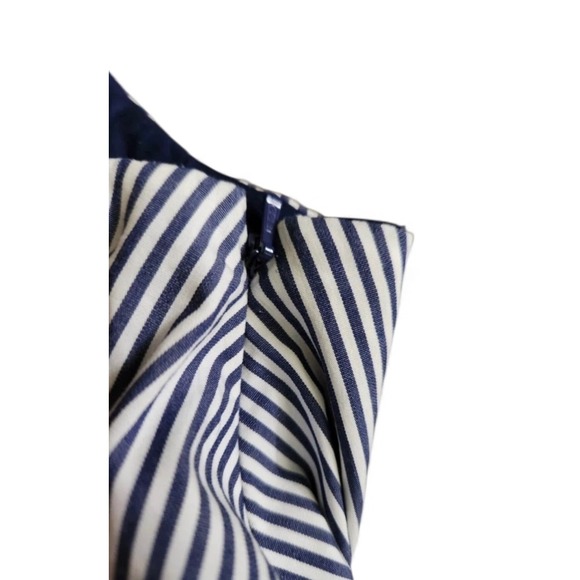 Talbots Navy White Stripe Sleeveless Tie Waist Shirt Dress Knee Length Women Sz8 - Picture 6 of 9